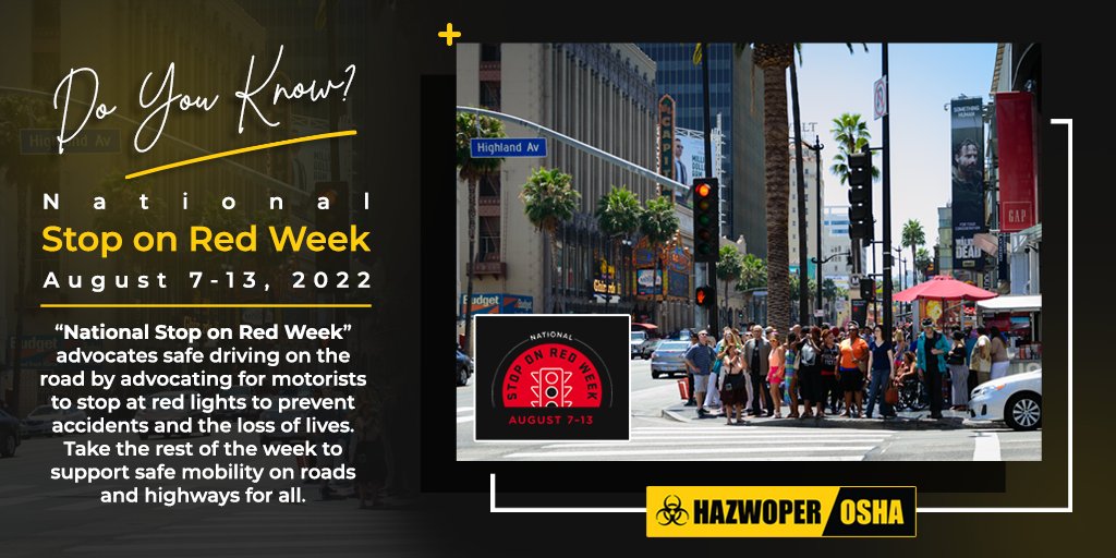 HazwoperOsha's tweet image. “National Stop on Red Week” advocates safe driving on the road by advocating for motorists to stop at red lights to prevent accidents and the loss of lives. Take the rest of the week to support safe mobility on roads and highways for all.  

#StopOnRedWeek #StopOnRed2022