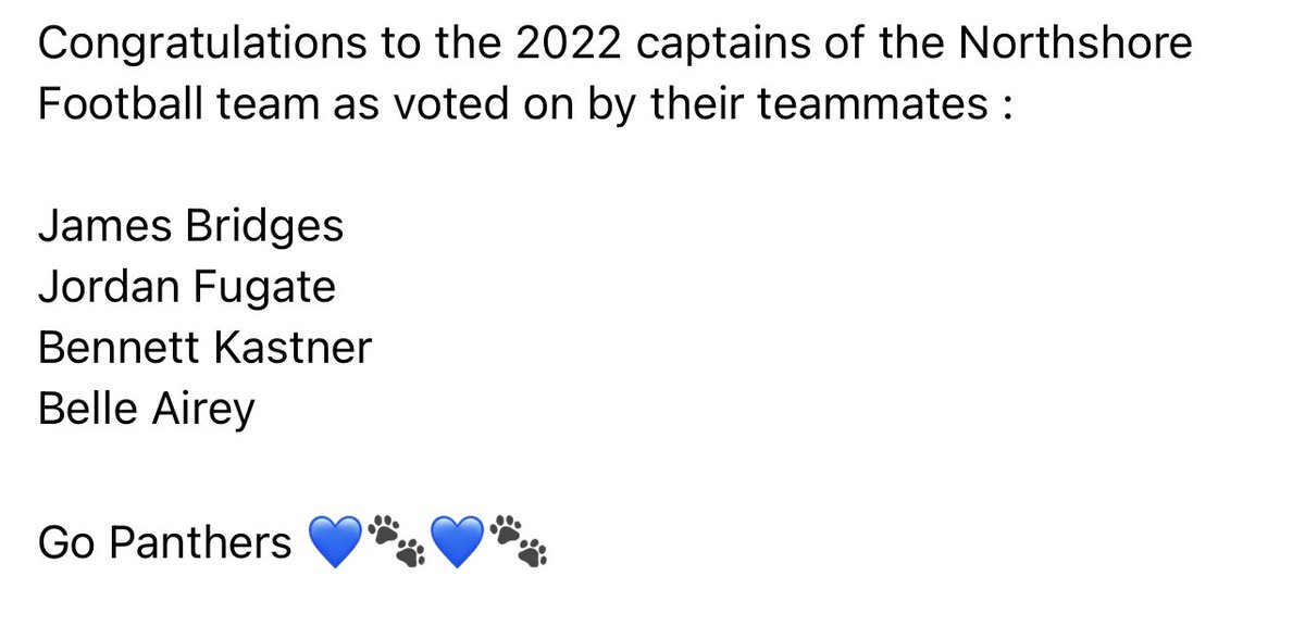 <a href="/Jamesisking50/">james</a> <a href="/JordanFugate9/">Jordan Fugate</a> <a href="/bkastner77/">BennettKastner</a> <a href="/AireyBelle/">🌟 Belle Airey 🌟</a> These student-athletes have everything we’re looking for in a captain. Leadership, commitment, work ethic, character, and overall great people. Congrats Captains!