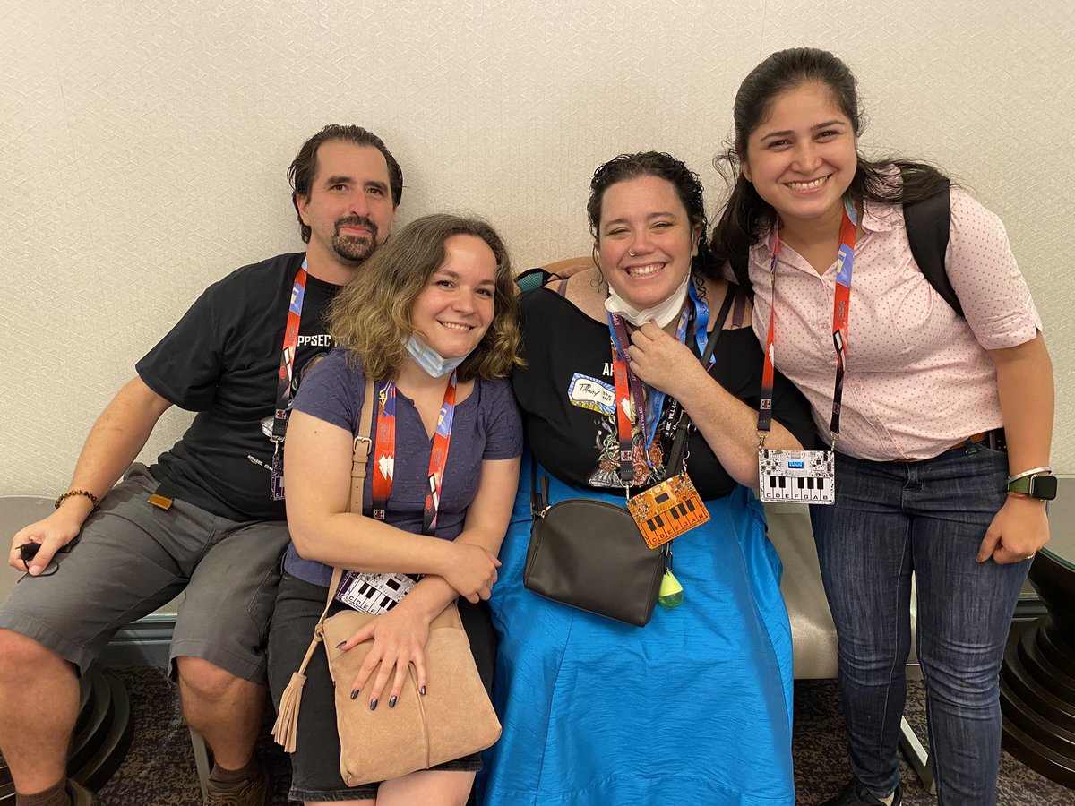 Vandana Verma (@infosecvandana) on Twitter photo Omg I met my <a href="/owasp/">OWASP® Foundation</a> friends after long 3 years #owasplove <a href="/thejonmccoy/">Jon McCoy</a> <a href="/ALL_Sec_Geek/">Andra L.</a> <a href="/viewfromabook/">Tiffany Long</a> <a href="/AppSec_Village/">AppSec Village</a> <a href="/defcon/">DEF CON</a> #hackersummercamp memories 💜💜💜💜💜💜 Omg I met my <a href="/owasp/">OWASP® Foundation</a> friends after long 3 years #owasplove <a href="/thejonmccoy/">Jon McCoy</a> <a href="/ALL_Sec_Geek/">Andra L.</a> <a href="/viewfromabook/">Tiffany Long</a> <a href="/AppSec_Village/">AppSec Village</a> <a href="/defcon/">DEF CON</a> #hackersummercamp memories 💜💜💜💜💜💜
