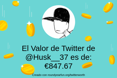 Husk__37's tweet photo. Mi valor en Twitter es de: €847.67

Encuentra el tuyo(a) con https://t.co/heSEHIlO76

⠀ https://t.co/jP1wkDDZjO