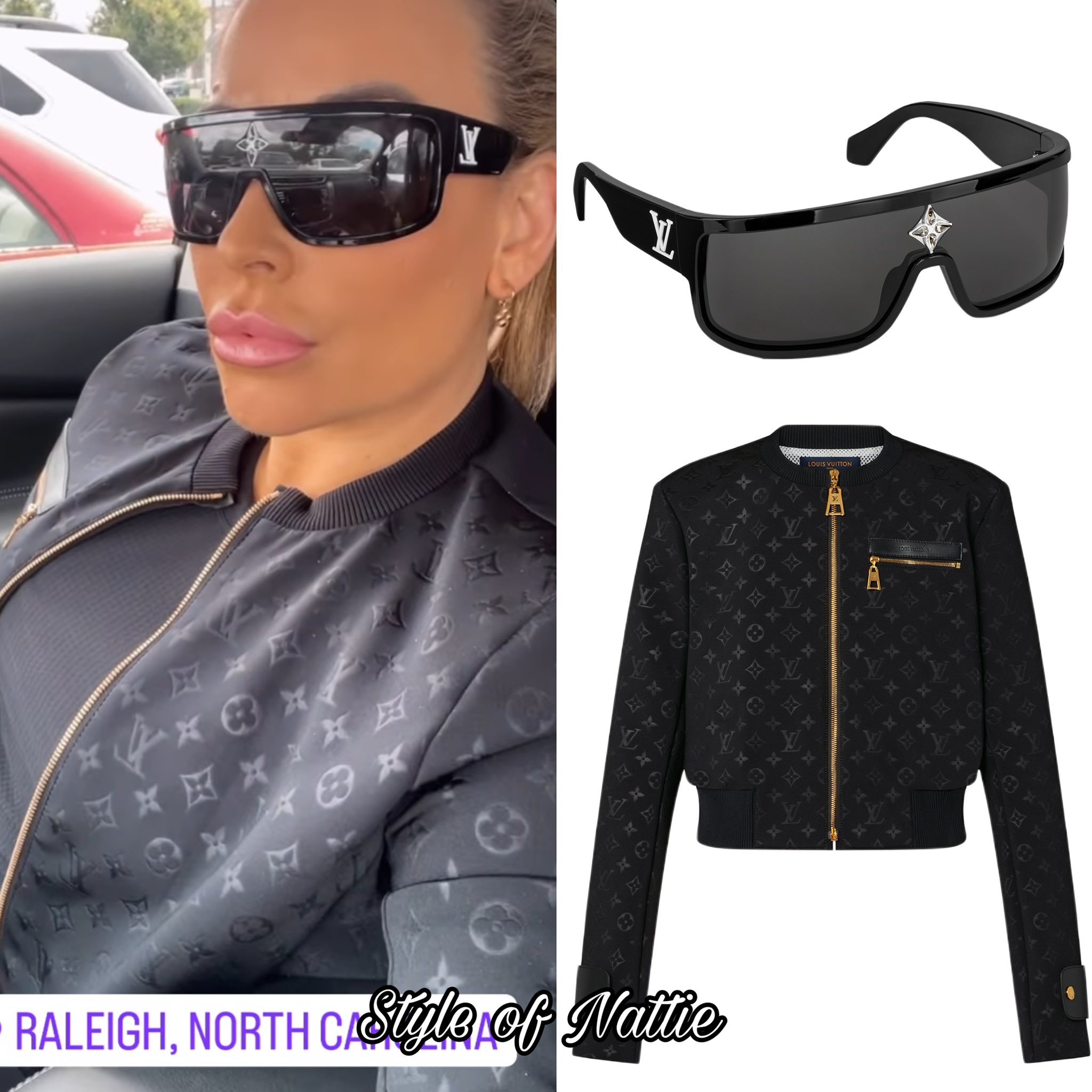 Style of Nattie on X: .@natbynature wears the Cyclone Sport Mask Sunglasses  ($650) and the Embossed Monogram Bomber Jacket ($3,200) from @louisvuitton   / X