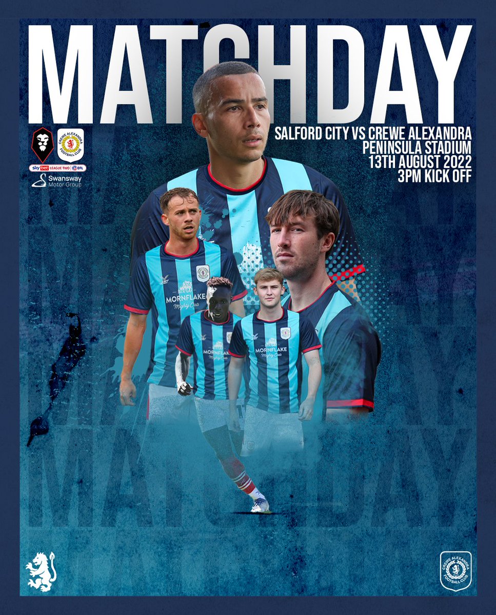 crewealexfc's tweet image. 🔵 𝐌 𝐀 𝐓 𝐂 𝐇 𝐃 𝐀 𝐘 🔵

The reds return to @SkyBetLeagueTwo action as we travel to @SalfordCityFC for our third game of the campaign. 💪

#CreweAlex