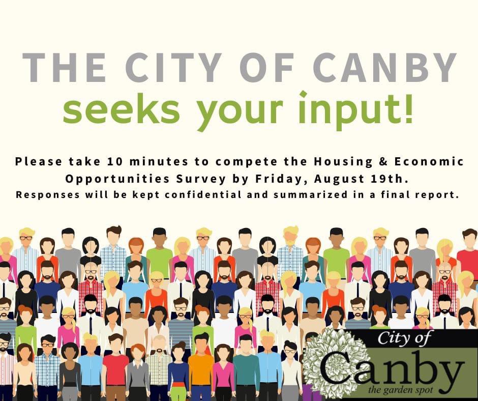 City of Canby Housing and Economic Opportunities Survey: surveymonkey.com/r/Canby-HNA-EOA 

#CityofCanbyOR