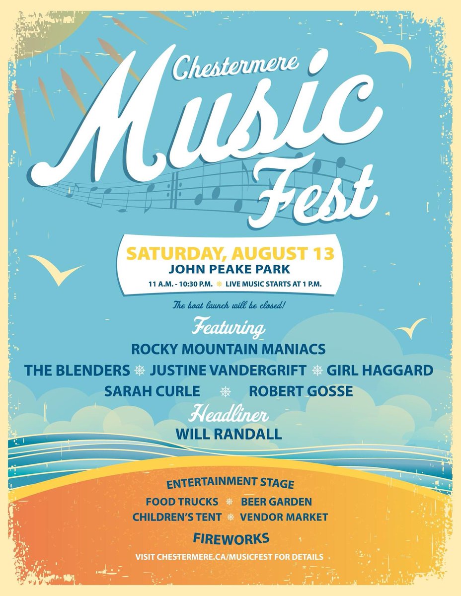 John Peake Park on Saturday, August 13 free lakeside music festival.

Food Trucks – 12:00 p.m. to 10:30 p.m.

Music  – 1:00 p.m. – 10:30 p.m.

Beer Garden – 3:00 p.m. – 10:30 p.m.

Evening Fireworks 10:30 p.m.  Marketplace – 11:00 to 4:00 p.m.
Children’s Tent – Noon to 4:00 p.m.