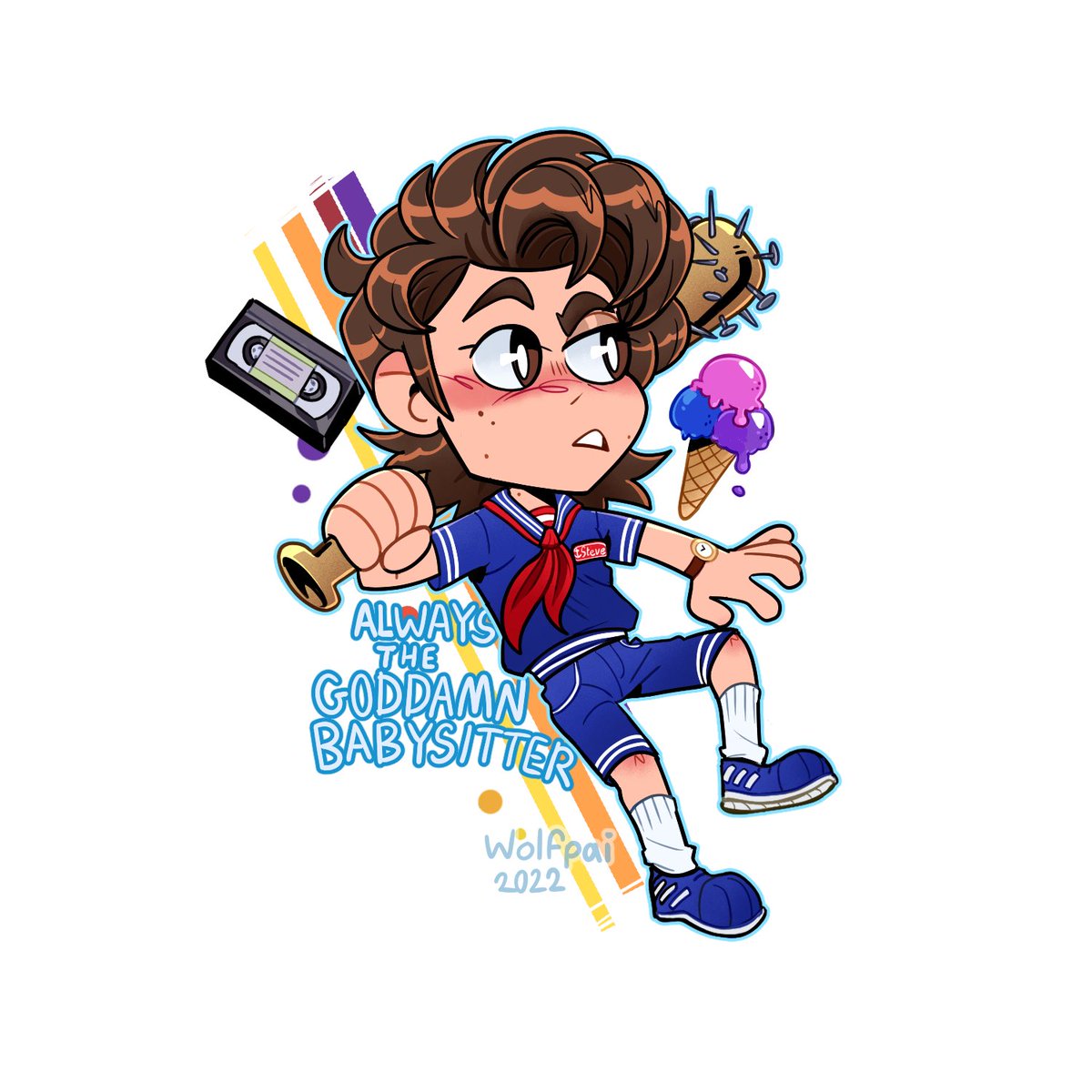Wolfpai_Daily's tweet photo. Little Steve to go with my little Eddie sticker/keychain set!🍦💙(I’ll have link to it in the thread) #StrangerThings #fanart #steveharrington https://t.co/1WmvV4O4dI