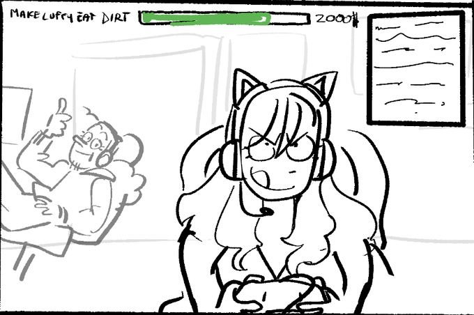 au where nami is a twitch streamer and usopp is her right hand man that helps with technical stuff + mods the chat from the same room just for shits 