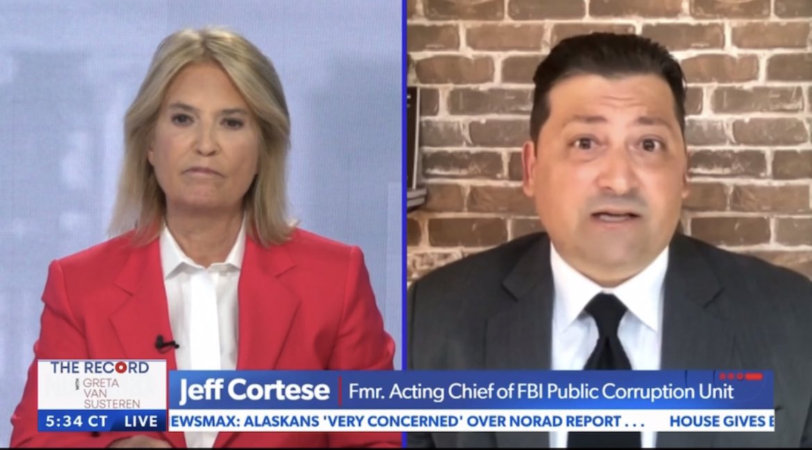 jeffreycortese's tweet photo. Thanks again to @greta for having me on The Record to discuss the latest info regarding #FBI and #TrumpSearch. @newsmax https://t.co/HFz4WYE36C