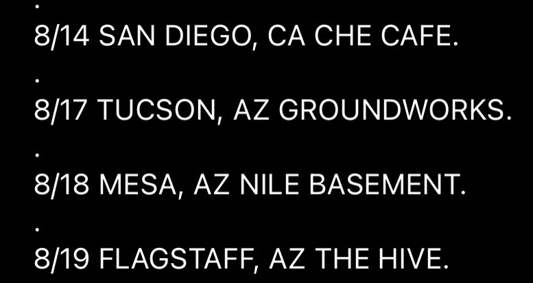 troubledmindsaz's tweet photo. it is simply me, pointing at a list of southwest dates we have with the homies in @PaperPlanesCA https://t.co/n1v51MTPPo