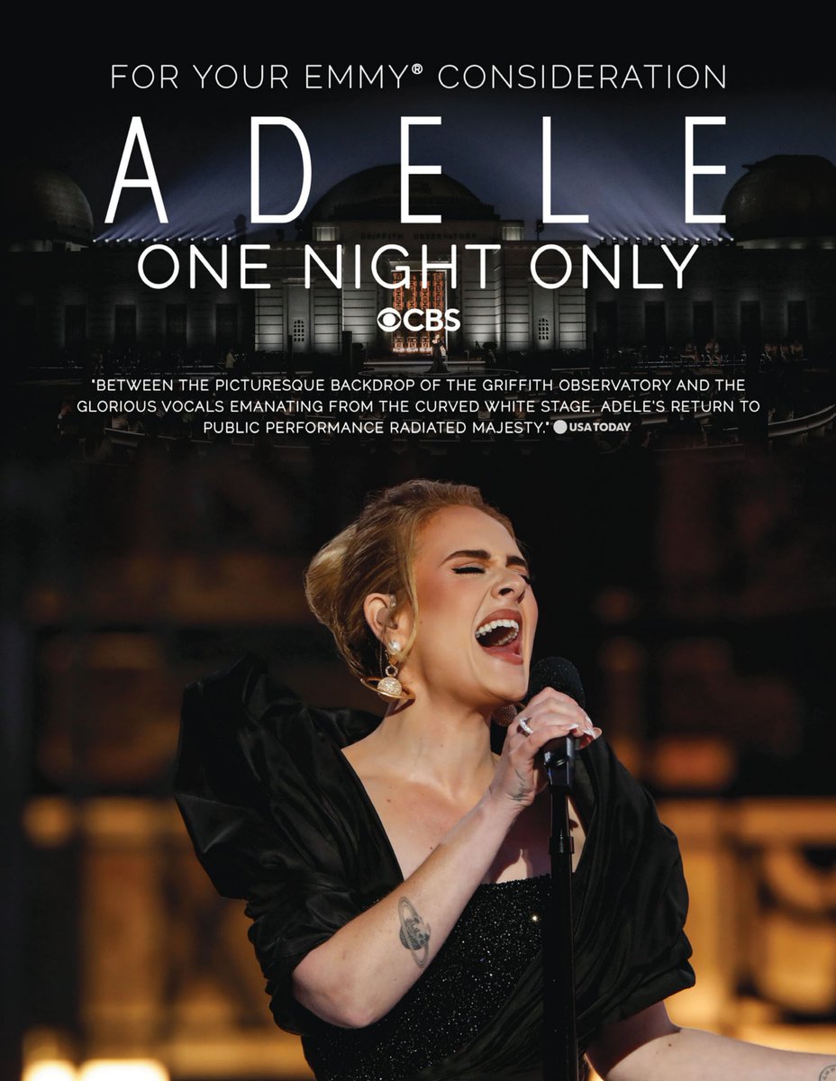 ADELE ONE NIGHT ONLY FYC 1 month away from #Emmys and The final voting is now open.