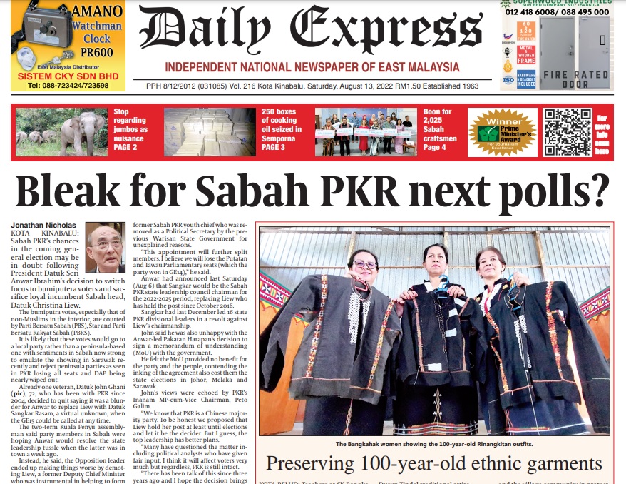 Daily Express Sabah on Twitter "Today's front page "Bleak for Sabah