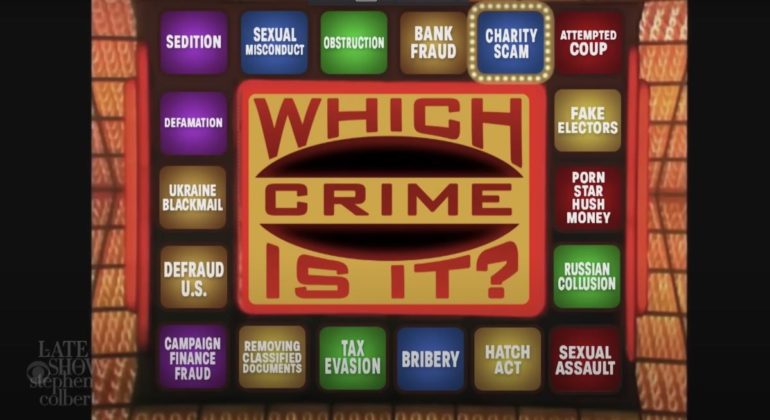 carolann3888's tweet photo. This doesn't even have Espionage on it. You have to keep updating these things. (from The Late Show w Stephen Colbert) #TR45SON https://t.co/9bV6pVB5GF