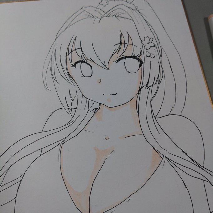 十数年振りにコピック。過去塗った奴見ながら色々思い出しながら塗ってる 