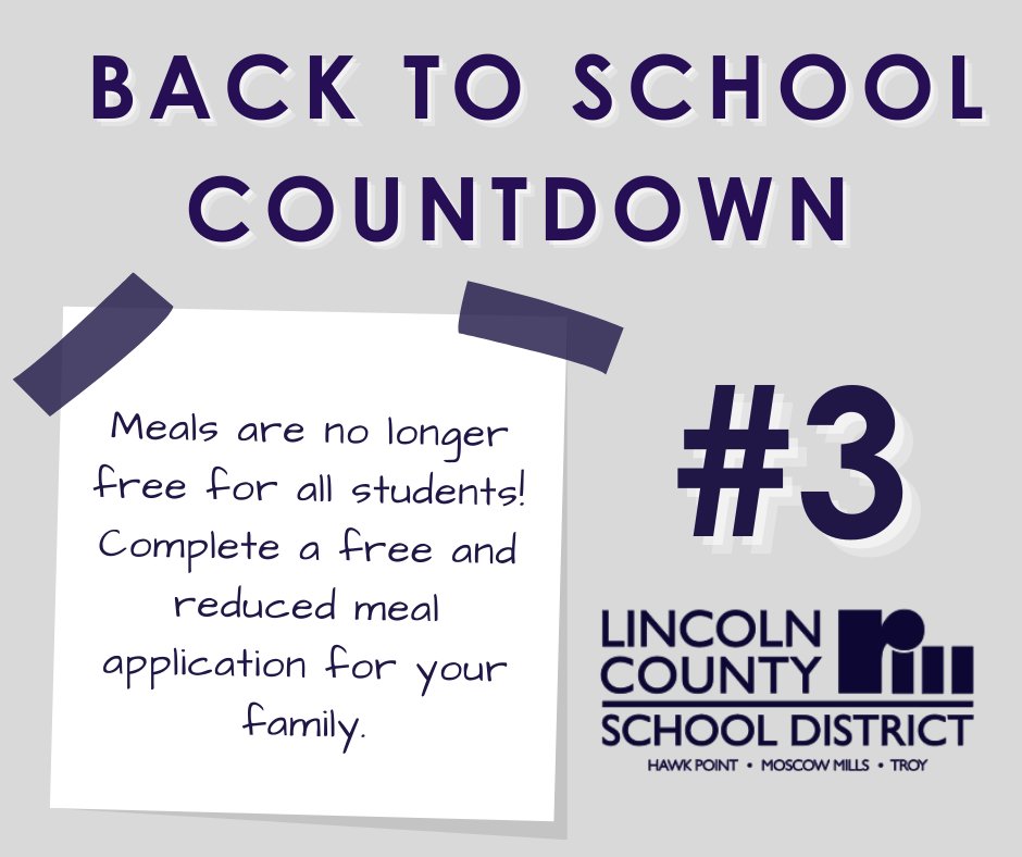 Schools have been able to offer free meals to all students for the last two school years. This Federal program has come to an end. However, your child may still qualify for free or reduced meals. You can find the forms to apply at troy.k12.mo.us/domain/274.