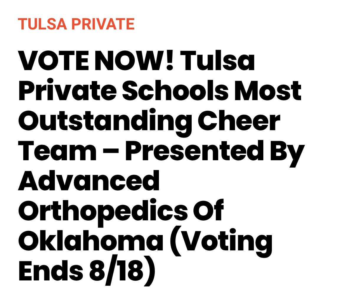 VOTE BISHOP KELLEY CHEER FOR TULSA PRIVATE SCHOOL MOST 
OUTSTANDING CHEER TEAM📣
tulsa.vypeok.com/2022/08/11/vot…