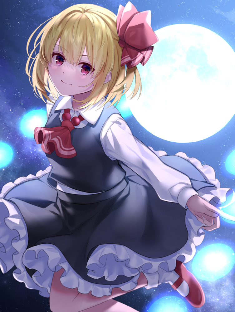 rumia 1girl blonde hair solo skirt shirt red eyes red footwear  illustration images