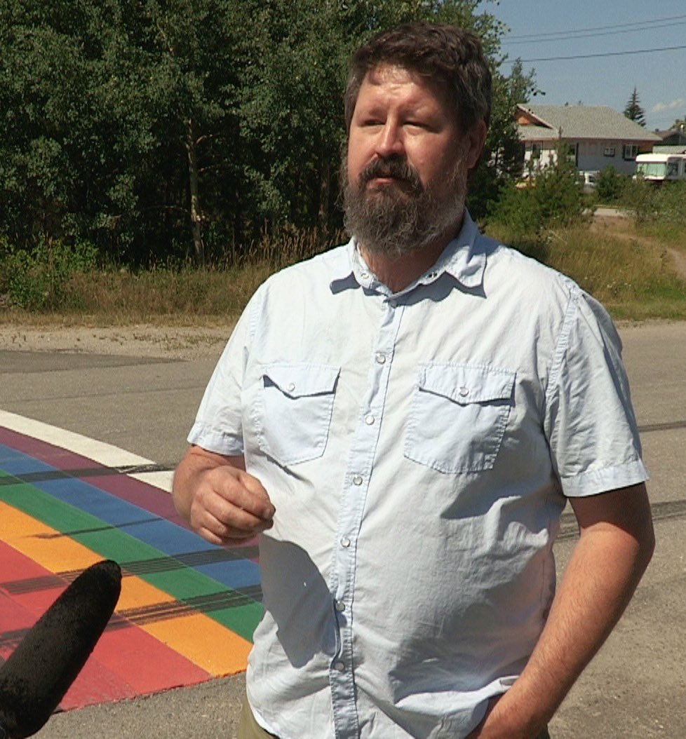 OwenTorgerson's tweet photo. Responding to our partners at #VCTV on vandalism our new #crosswalk that includes all. #bigseagall #tolerance https://t.co/TdZsOKyknm