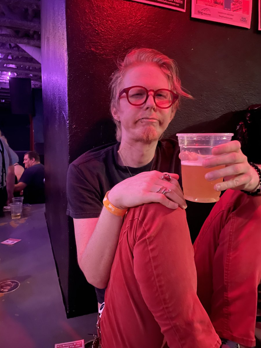 AmazingBatMom's tweet photo. You try to take your husband out somewhere hype for their birthday and they still end up looking like a cute, awkward nerd with a beer just like back when you met them…. love you @HokutoNoLucas https://t.co/KwsrmmIb9D