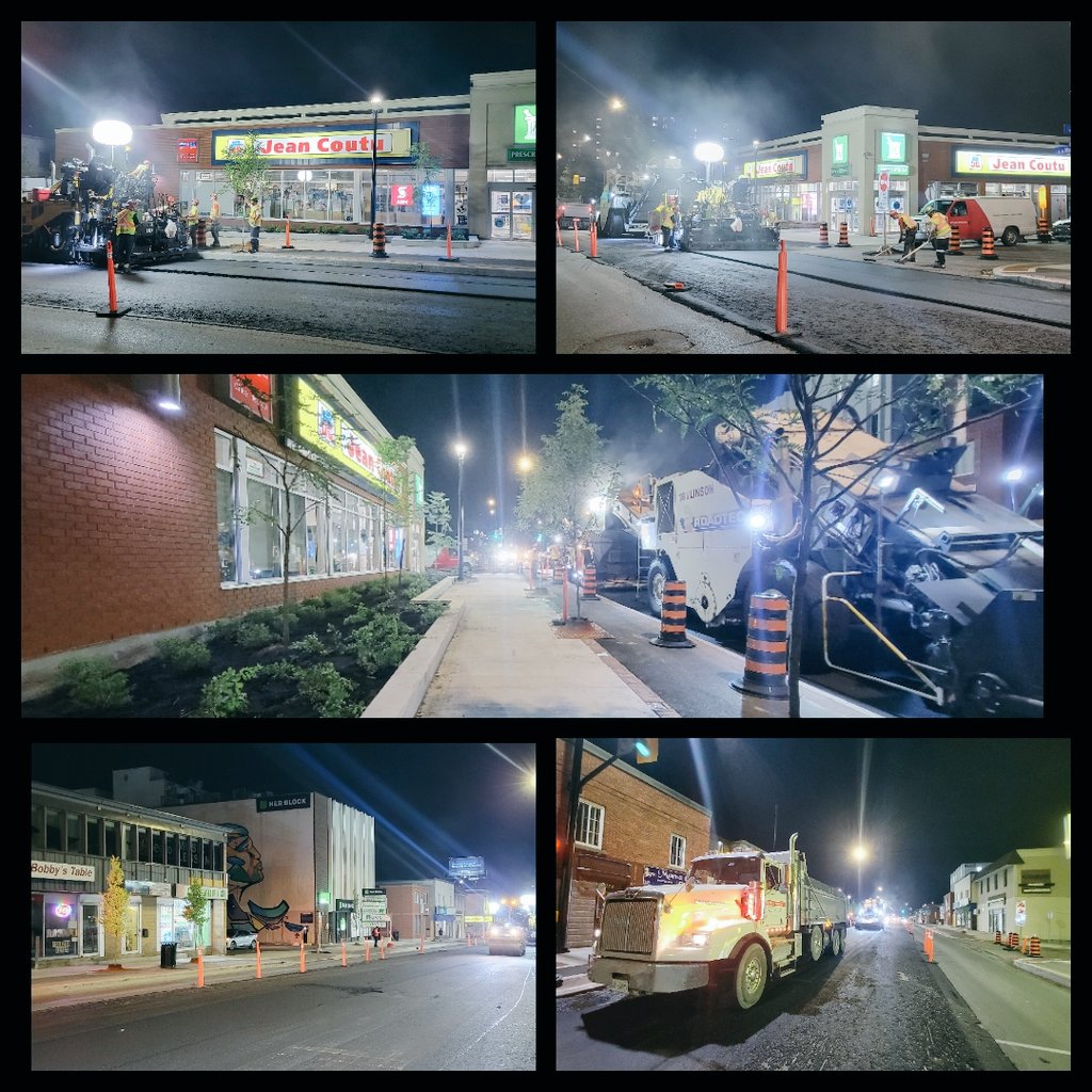 MathieuFleury's tweet photo. Busy evening on #MTLrd, @tomlinsongroup is resurfacing a section from Vanier Parkway to Lacasse Street.
Les travaux du chemin de Montréal progresse bien, en route vers une réouverture complète en Octobre. https://t.co/dsKjQtNiRY
