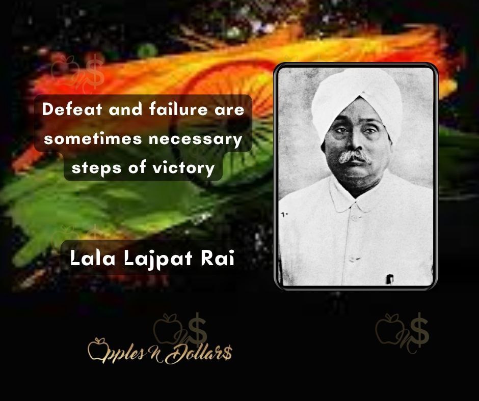 applesndollars's tweet photo. Defeat  and failure are sometimes necessary steps of victory - Lala Lajpat Rai

#dailymotivation
#inspiration 
#applesndollars 
#applesndollarsdailymotivation
#75thindependenceday
#independentindia
#lalalajpatrai
#defeat
#failure
#victory
#necessarysteps https://t.co/ZrUHD28Pev
