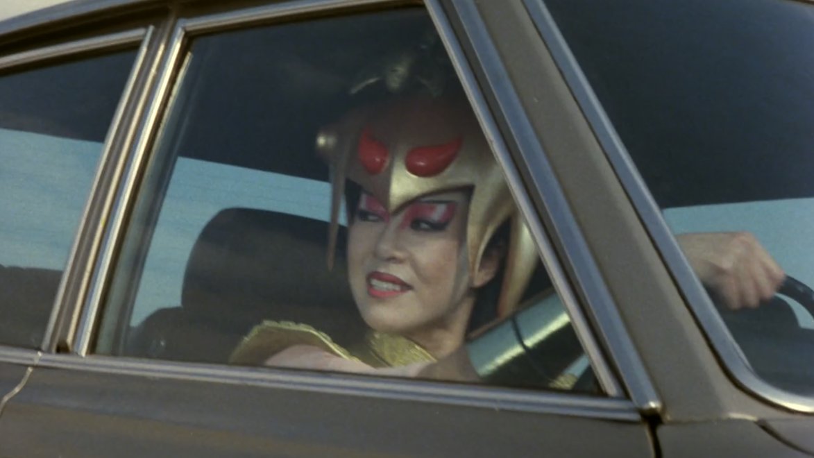 JapanHeroYT's tweet photo. One of my favorite tropes of 1970s and 1980s tokusatsu is when characters drive or are inside a car in full costume😆🚗 From the Goggle V movie (1982) #supersentai #tokusatsu #gogglev #ゴーグルファイブ https://t.co/zYDHNguLAr