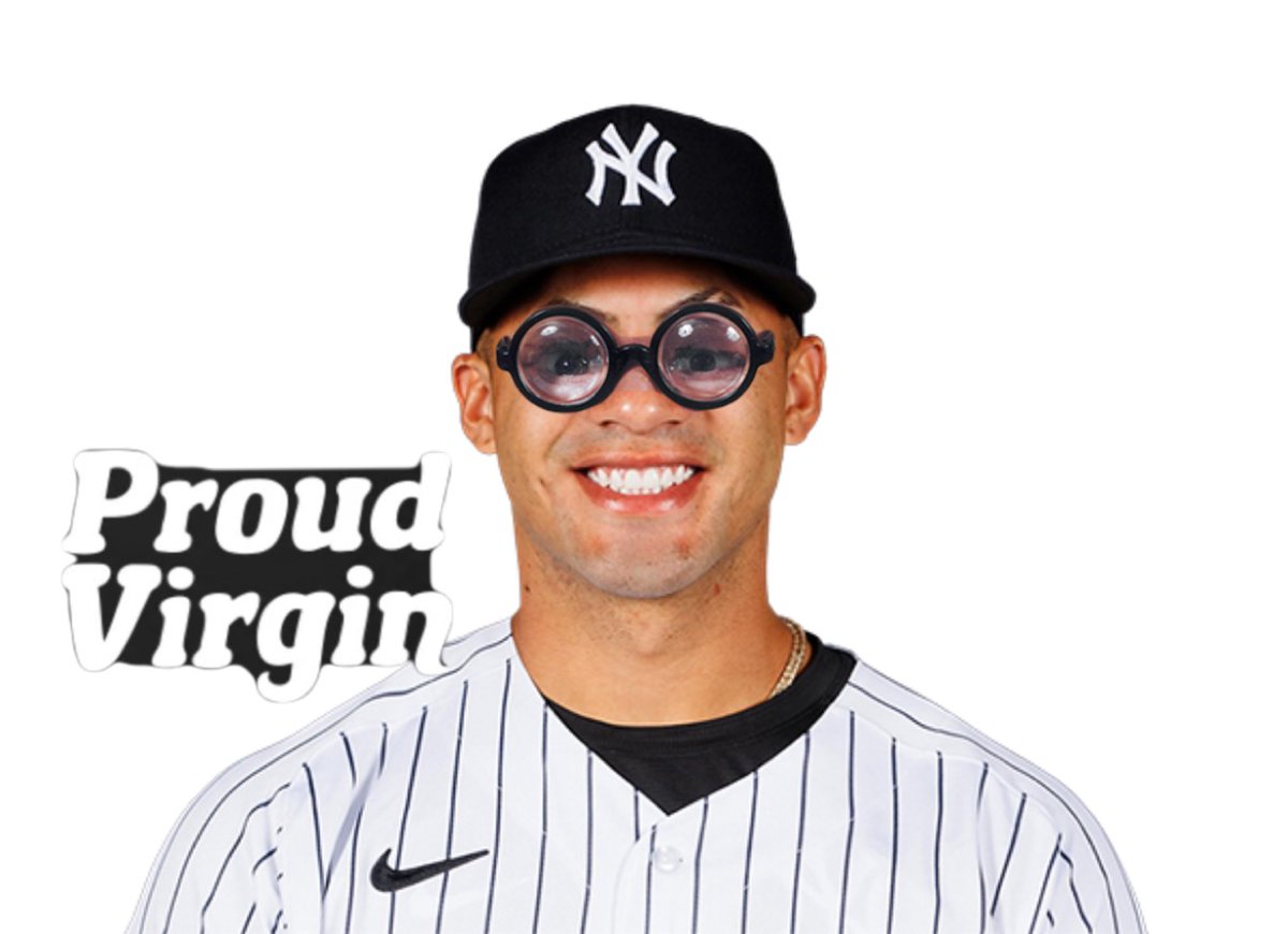 VirginYankees's tweet photo. Day 6: Gleyber Torres. The rare double virgin tonight. Nice virgin performance man. 0-5 with a backwards K on a fastball K right down the middle with the game on the line.

Guy has never touched a woman in his entire life. https://t.co/iAv7xhC8dI