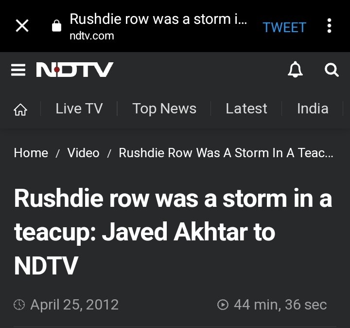 iMac_too's tweet photo. Another Bollywood Jehadi had termed Fatwa against Rushdie as "storm in a teacup" https://t.co/XcnMzqNg62