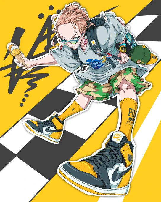 『AIR JORDAN1"TAXI"』あんよチャン!スニーカーイラスト96足目エアジョーダン1の新カラー、タクシー!皆様のところには"止まり"ましたか?#スニーカーイラスト #あんよチャン #エアジョーダン1 #AJ1TAXI #SNKRS #Nike #スニーカー 