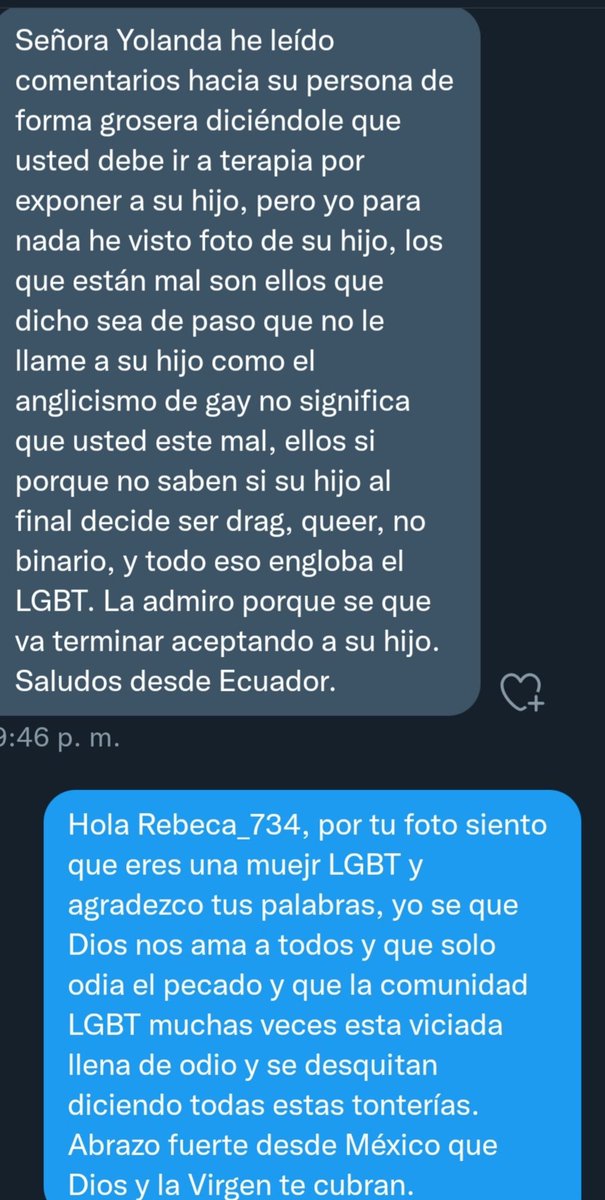 Recibí muchos ataques pero también muestras de amor como esta, yo se que muchos comentarios malos son por la comunidad LGBT que tiene violencia en sus corazones. Bendigo y rezo por sus almas que se p0nota que buscan paz.