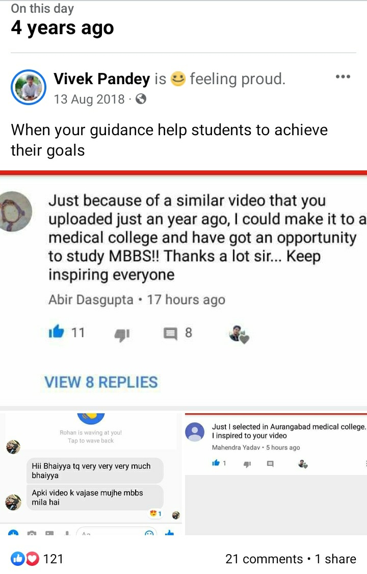 Vivekpandey21's tweet photo. These are best comments on #YouTube
When I started teaching #NEET aspirants, I had no idea how things are going to work. But at last most of the my students in btw yr 2015-18 got selected in #NEETUG, #AIPVT,#PVT,#BAMS,#ICAR etc
Best wishes to all of you💐
#NEETUG22 #NEETUG2022 https://t.co/CzlCD83phB