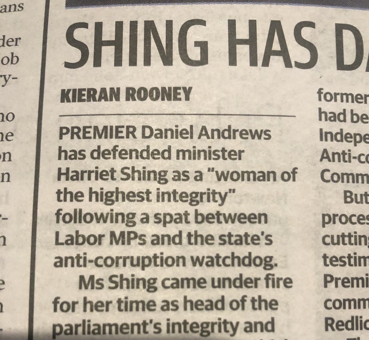 Dodgy Dan Andrews vouching for someone’s “integrity”. Oh my aching sides!!!