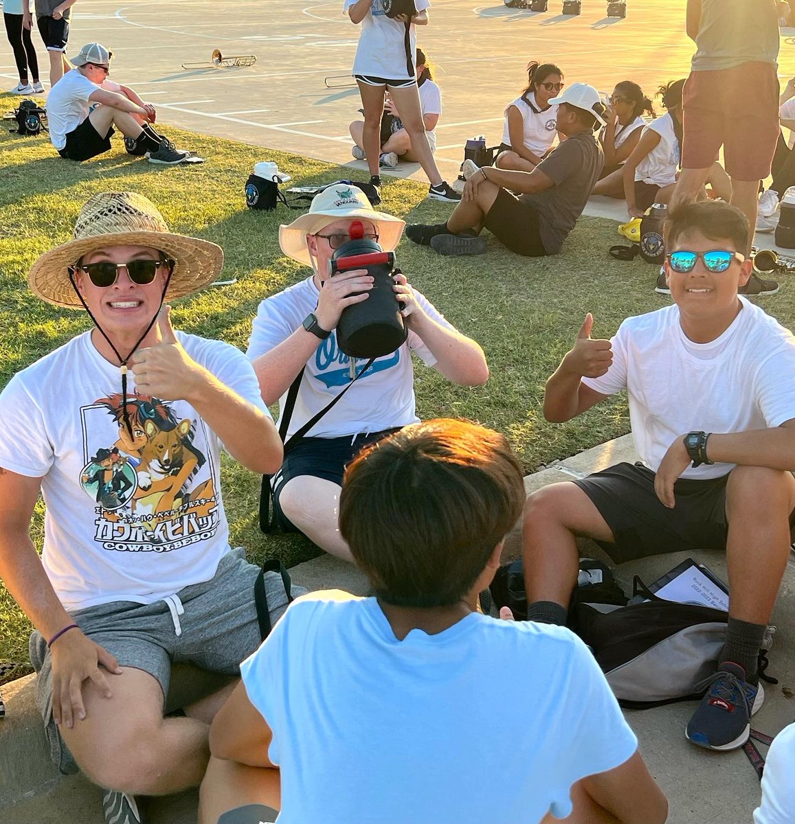 A little Friday evening rehearsal after the first week of school. #marchingbandseason