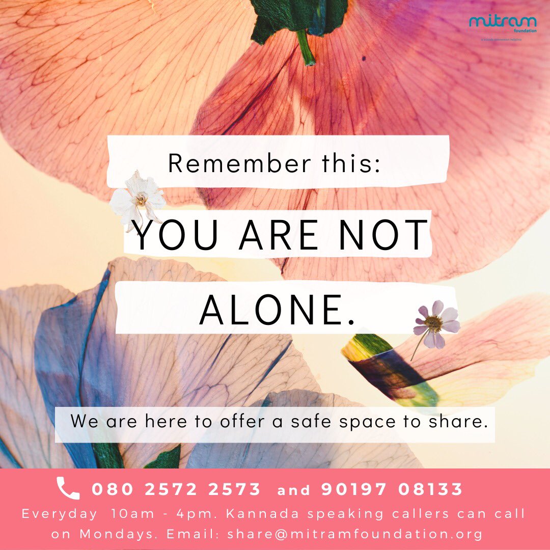 Sometimes your problems can overwhelm you. They make you feel helpless and lonely!

This is gentle reminder, that we are here for you. We offer a safe space to share your feelings and talk to us anonymously. 

#SuicidePrevention #Alone #WeCare #Anxiety #depression #YouAreNotAlone