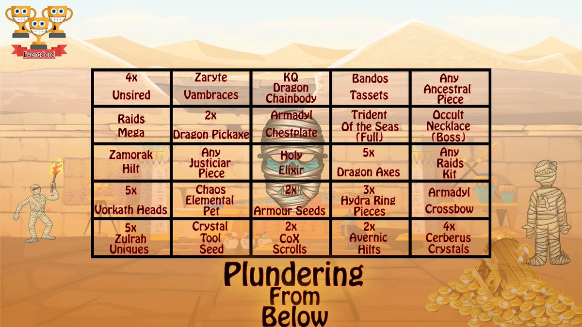 EventCordOsrs's tweet photo. Plundering From Below 2022 Board Release, Signups Close Sunday Night. Draft Wednesday the 17th @ 6:00pm EST. https://t.co/QBeBv9QahN