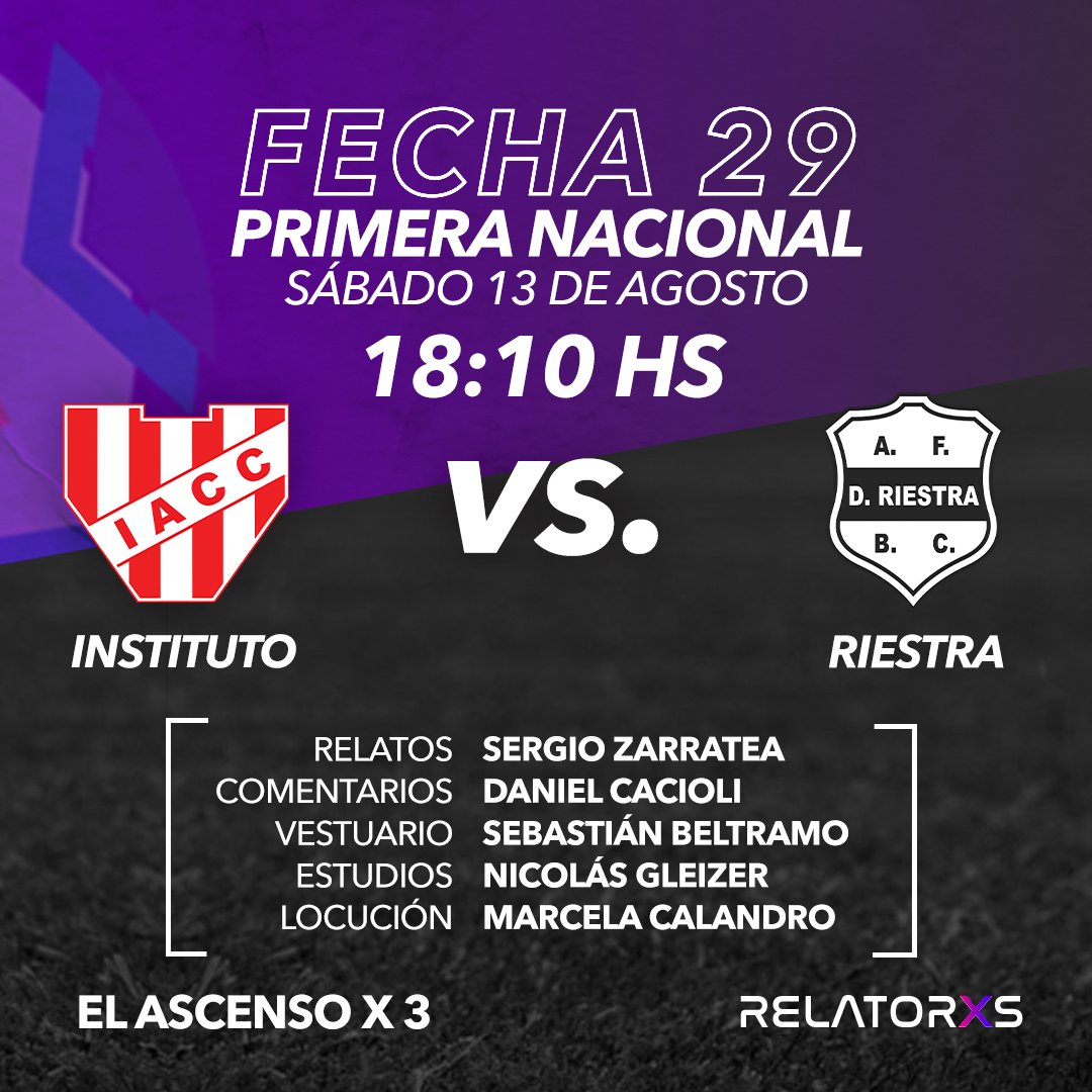 🟥HOY Sábado
🕐Desde las 13 hs

✅#Sacachispas🆚 #Belgrano
✅#Instituto🆚 #Riestra
⚽️ Junto a Todo el Fútbol De Ascenso

📲 Escuchalo x <a href="/Relatoresconvos/">® Σ |_ Δ ╥ Φ ® Σ §</a> 
💻 relatores.com.ar
📺 You Tube Ax3

👤<a href="/DanielCacioli/">Daniel Cacioli</a>