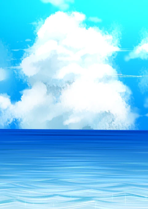 夏も夏の大きい雲も好き#イラスト #落書き #drawing 