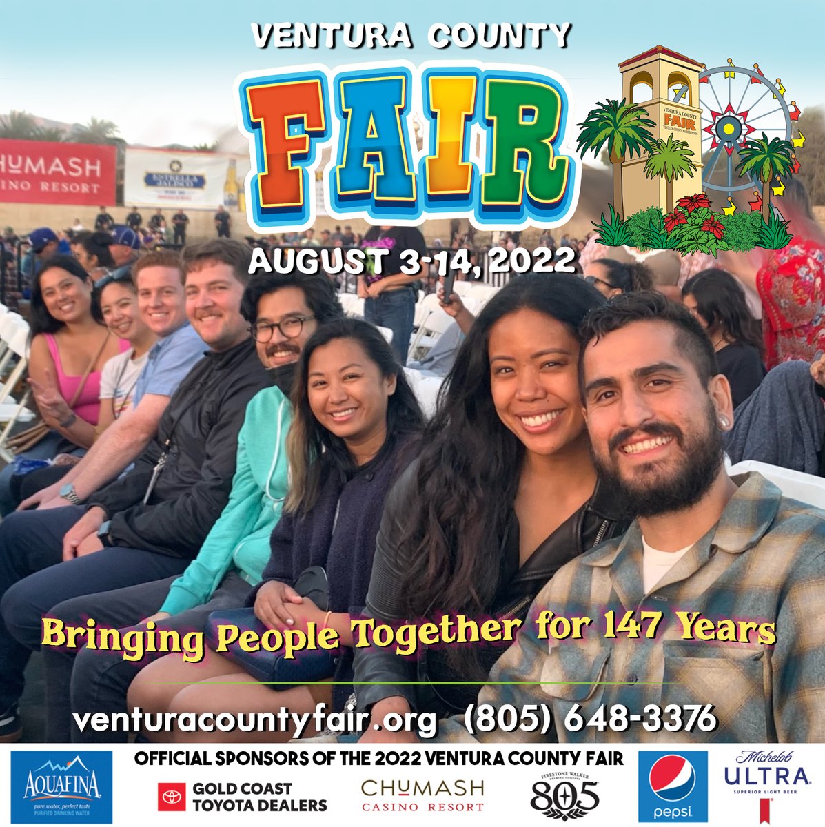 Join the Fun at the Fair. Open now 'til August 14.

Contests, Games, Exhibits, Rodeos, Carnival Rides and more!

Information at venturacountyfair.org