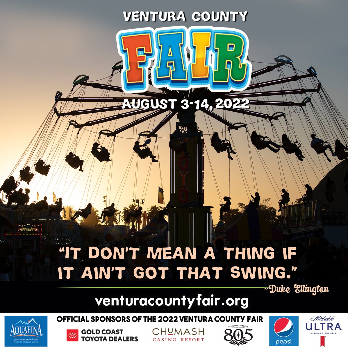 Carnival Rides are Swinging at the Ventura County Fair now 'til August 14.

Animals, Exhibits, Contests, Games, Rodeos, Yummy Food and more!

Info at venturacountyfair.org