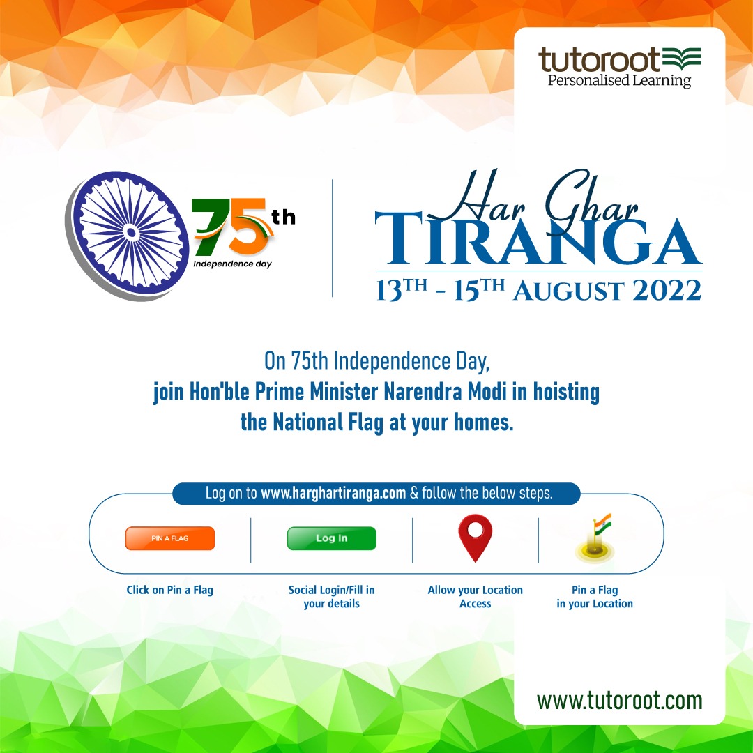 Tutoroot's tweet image. Let us join the #HarGharTiranga movement to commemorate the 75th anniversary of Independence Day. Happy Independence Day In Advance.

#Tutoroot #9th #10th #11th #12th #IITJEE #NEET #Tuition #15thaugust #independenceday #India #Freedom #IndianFlag #Flag #Indian #Tricolor