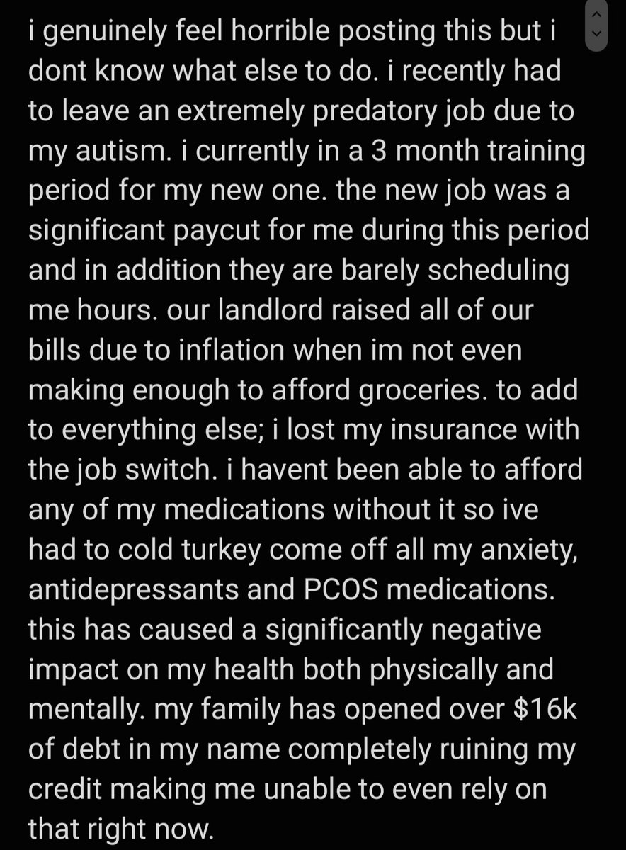 daechirak's tweet photo. i dont know what to do other than post this. both my paypal and venmo are @ daechirak. truly if anyone can help me at all even the smallest bit i am beyond grateful. im genuinely between eating or having a place to live at this point. please this share if you can. https://t.co/JcN9u3AS9w