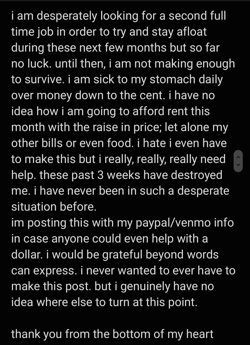 daechirak's tweet photo. i dont know what to do other than post this. both my paypal and venmo are @ daechirak. truly if anyone can help me at all even the smallest bit i am beyond grateful. im genuinely between eating or having a place to live at this point. please this share if you can. https://t.co/JcN9u3AS9w
