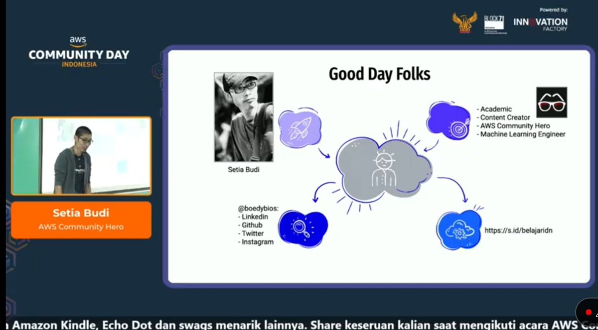 annorawr's tweet image. Pembicara Kedua yang dari Bapak Setia Budi selaku AWS Community Hero, dia juga salah satu dosen di Banding 🔥😎 @awsugjkt @donnieprakoso #AWSCommunityDay2022 #awsugid #awsugjkt