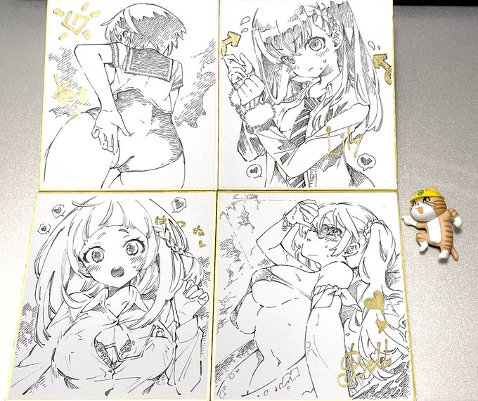 明日のコミケに持ってく色紙できたー✨今回はミニサイズの4枚です!抽選の詳細はブログ記事にて⬇️
#C100 https://t.co/5AnjWEUDbQ 