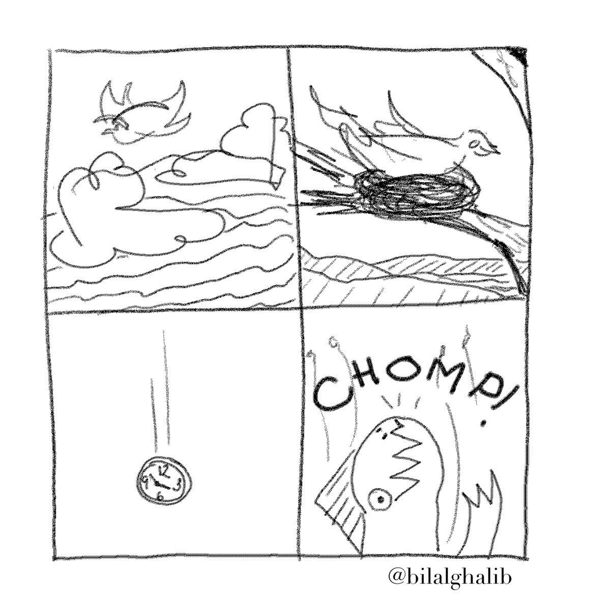 bilalghalib's tweet photo. Going for the #chomp. #art #absurdist #Comic #3/100 #100things https://t.co/dALaneMJ06