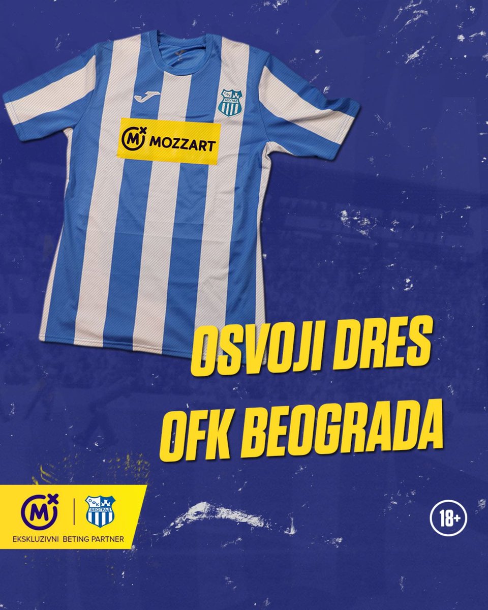 MozzartBet's tweet photo. Romantičari danas počinju sezonu u Srpskoj ligi Beograd, a Mozzart kao ekskluzivni beting partner OFK-e poklanja dres kluba sa Karaburme

Sve što je potrebno je da:

• pratiš @MozzartBet

•  retvituješ uz quote

 • napišeš koji ti je omiljeni fudbaler OFK-e kroz istoriju https://t.co/XODSCu556g