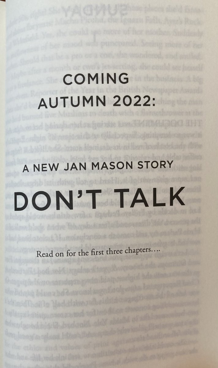 IanRidley1's tweet photo. Also in the back of the book is new material in the first 3 chapters in the next #JanMason crime thriller. #DONTTALK will be coming out in October and is, I reckon, a tight and tense tale with a sharp premise and some of that twisty and hooky stuff beloved in #CrimeWriting https://t.co/ZpLdQUHSGv