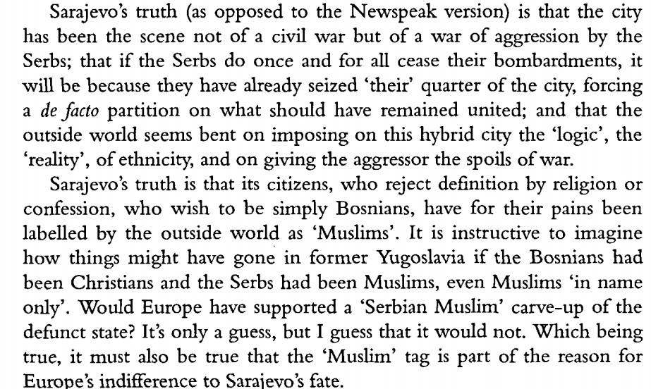 Odlomak iz eseja 'Bosnia on my mind' kojeg je 1994. godine napisao Salman Rushdie, blasfemičar.