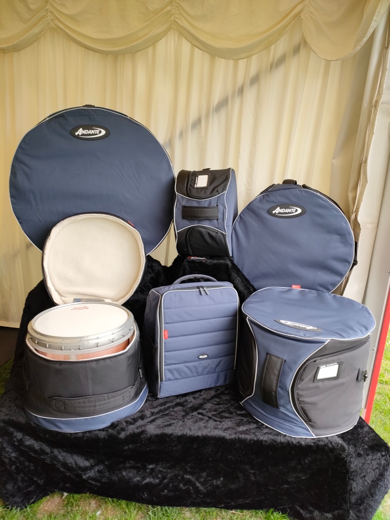 AndanteDrums's tweet photo. The New Andante softcases are here, full range are on display today. #pipeband #softcases #wpbc2022 #andantedrumsofficial https://t.co/FRx9rTNyR7