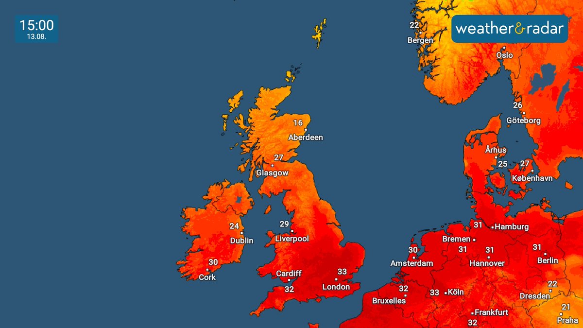 Will the date record of 35.6C be broken today?🌡️
Keep an eye on our TemperatureRadar for the latest👀
#recordbreaking #ukheatwave #heatwave #heatwave2022