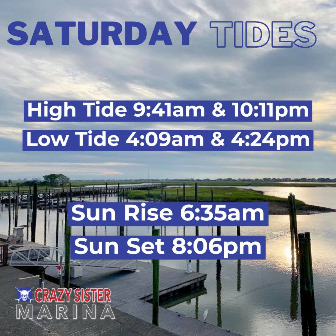 crazysisterSC's tweet photo. Here are your tides for 8/13/22!

#CrazySisterMarina #MurrellsInlet #DiscoverSC #TideChart https://t.co/uzt3QzoLzw