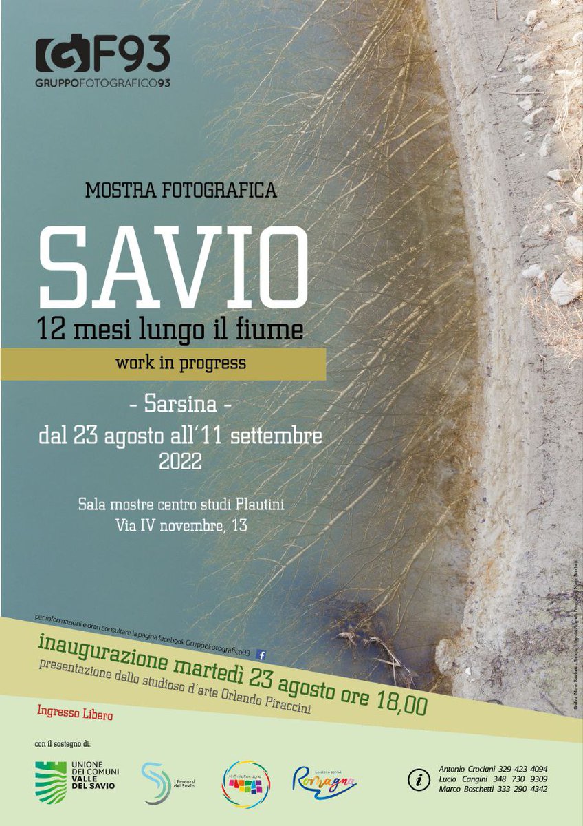 GF93Cesena's tweet photo. #MostraFotografica "Savio - 12 mesi lungo il fiume", Sala mostre centro studi Plautini, Sarsina dal 23 agosto all'11 settembre 2022. #GruppoFotografico93 #Cesena #Sarsina #FiumeSavio #fotografia https://t.co/T60qVYlydN